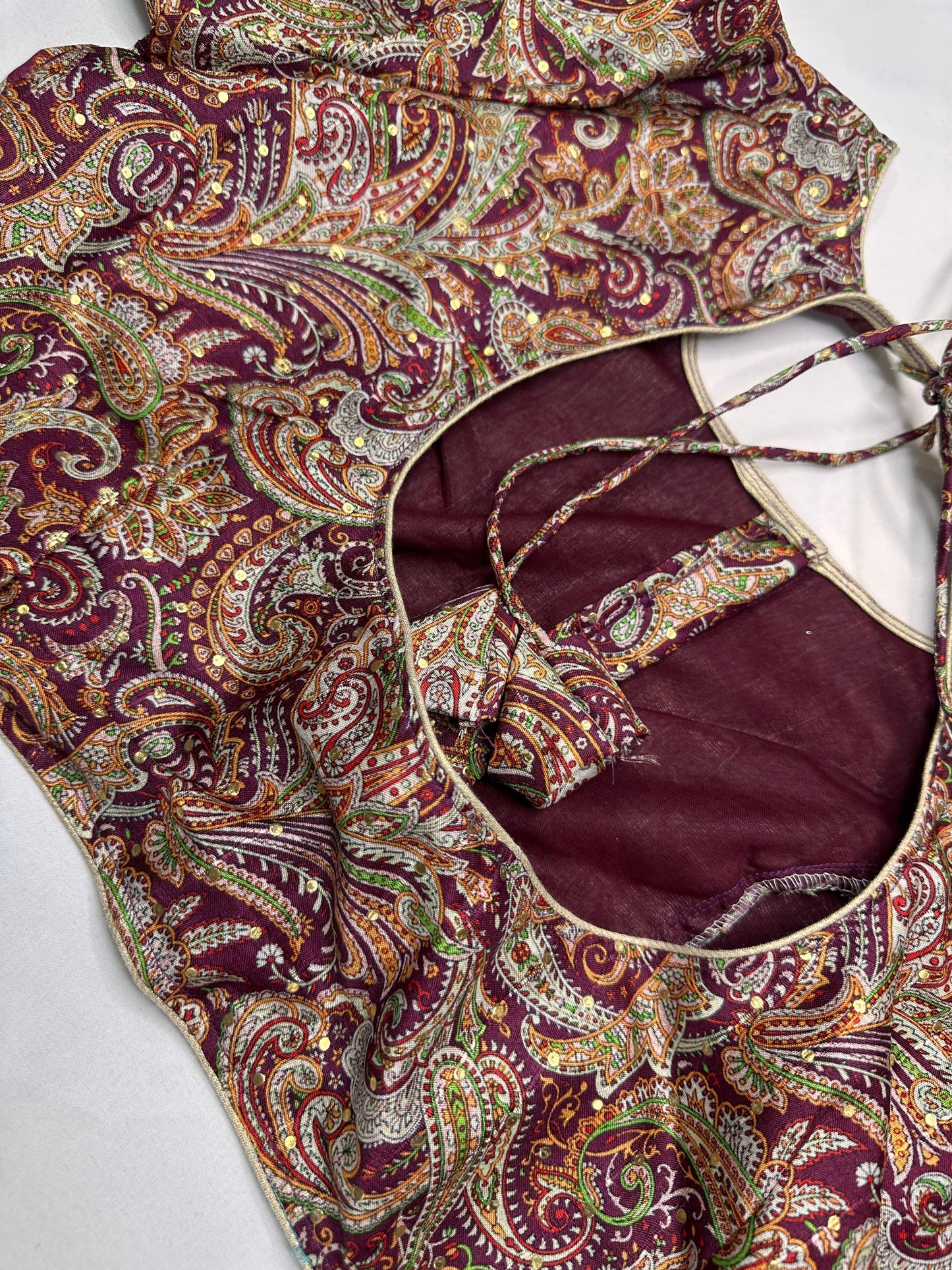 Maroon Multi Kalmakari Printed Silk Blouse