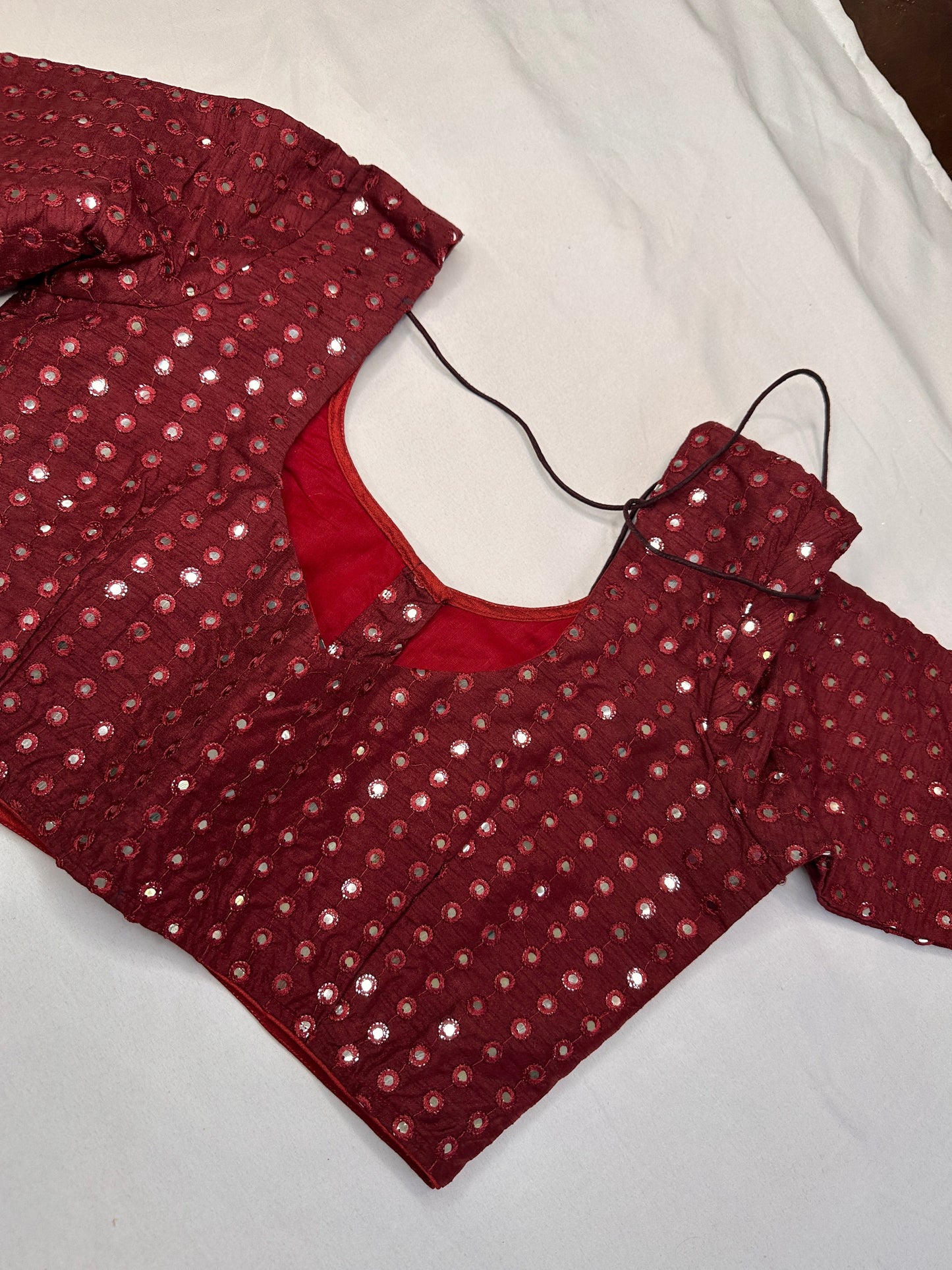 Red Mirror Work Blouse