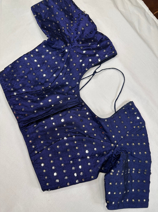 Blue Mirror Work Blouse