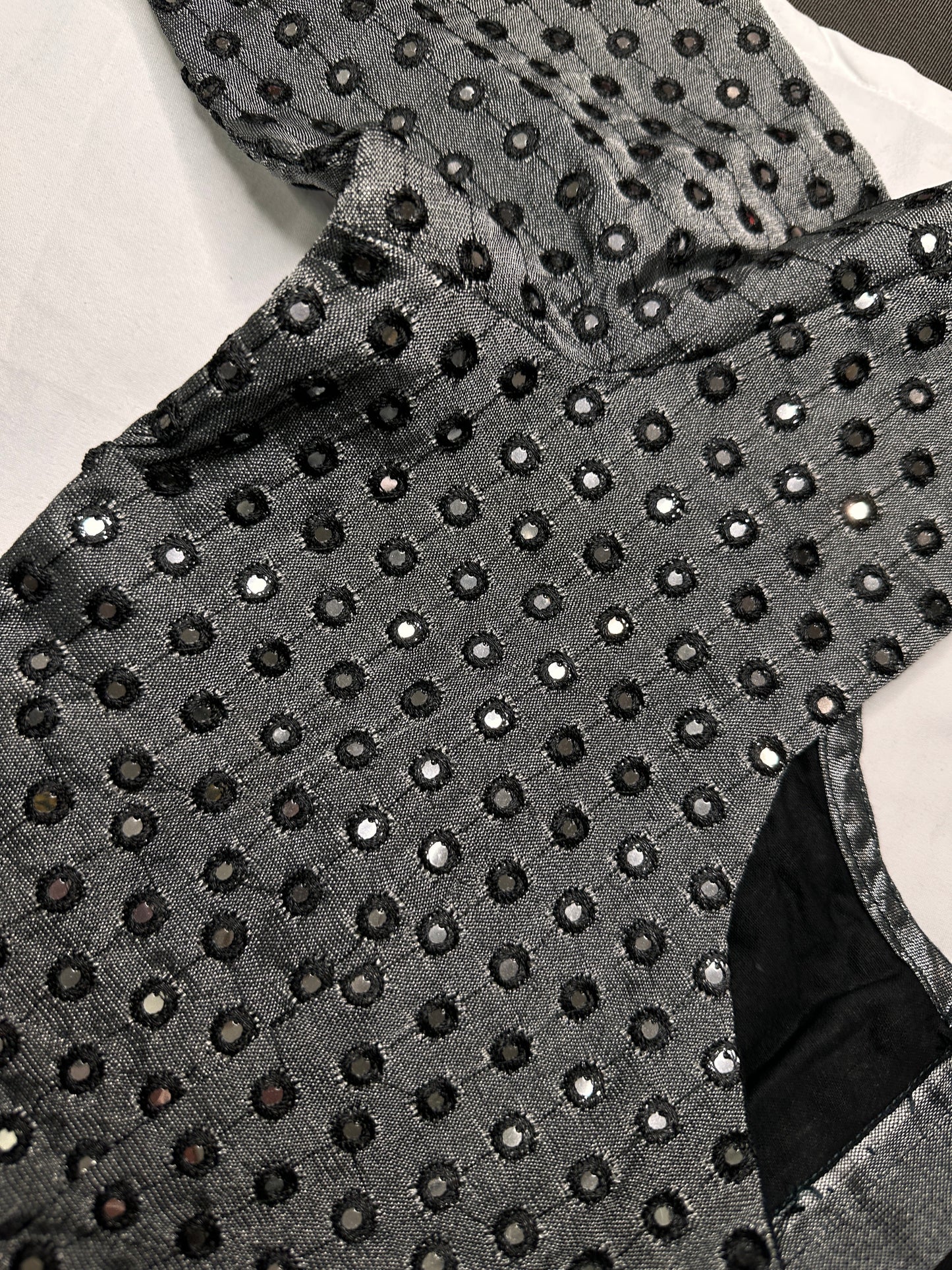 Black Gray Mirror Work Blouse