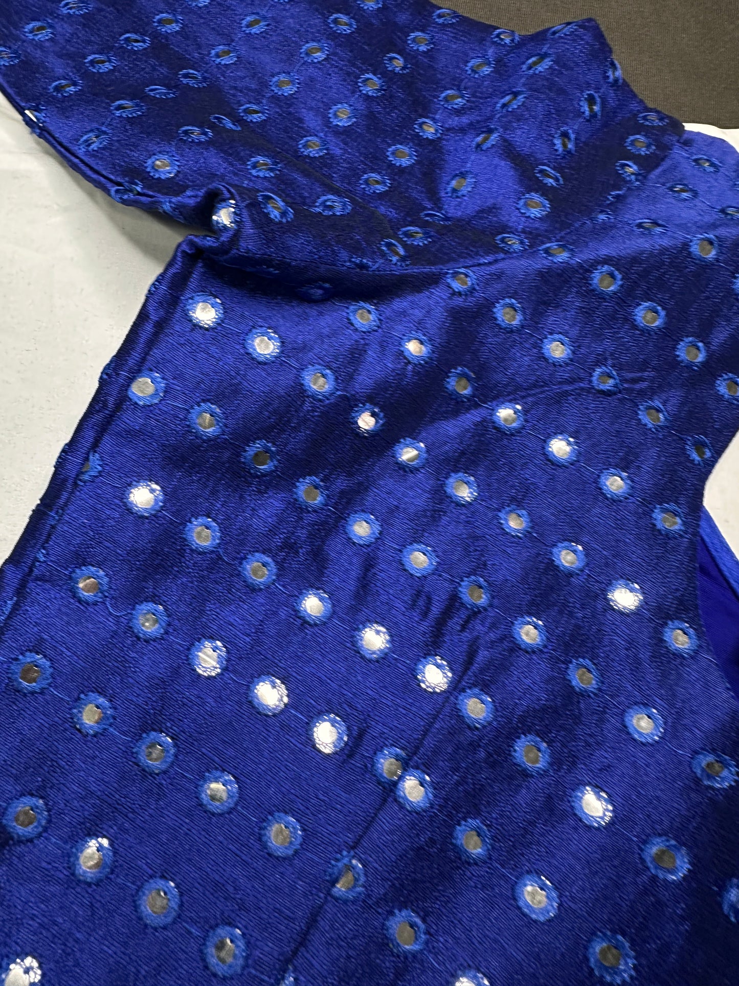 Blue Mirror Work Blouse