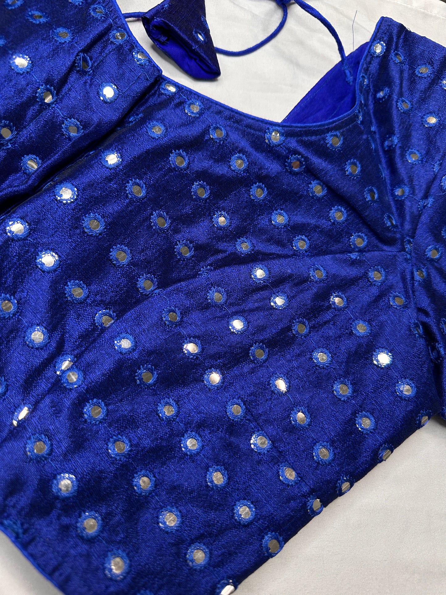Blue Mirror Work Blouse