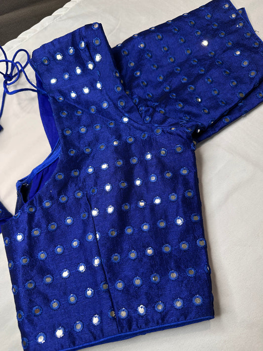 Blue Mirror Work Blouse