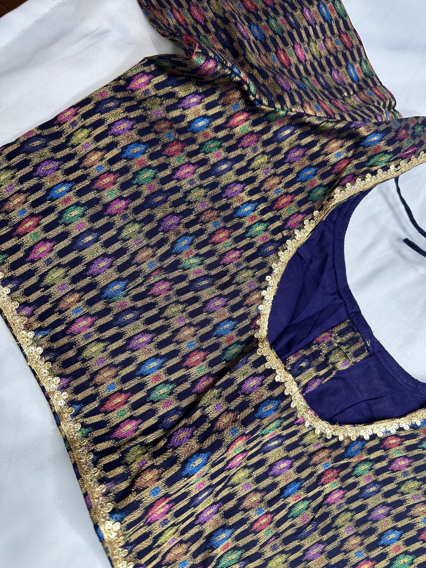 Blue Multi Banarsi Blouse