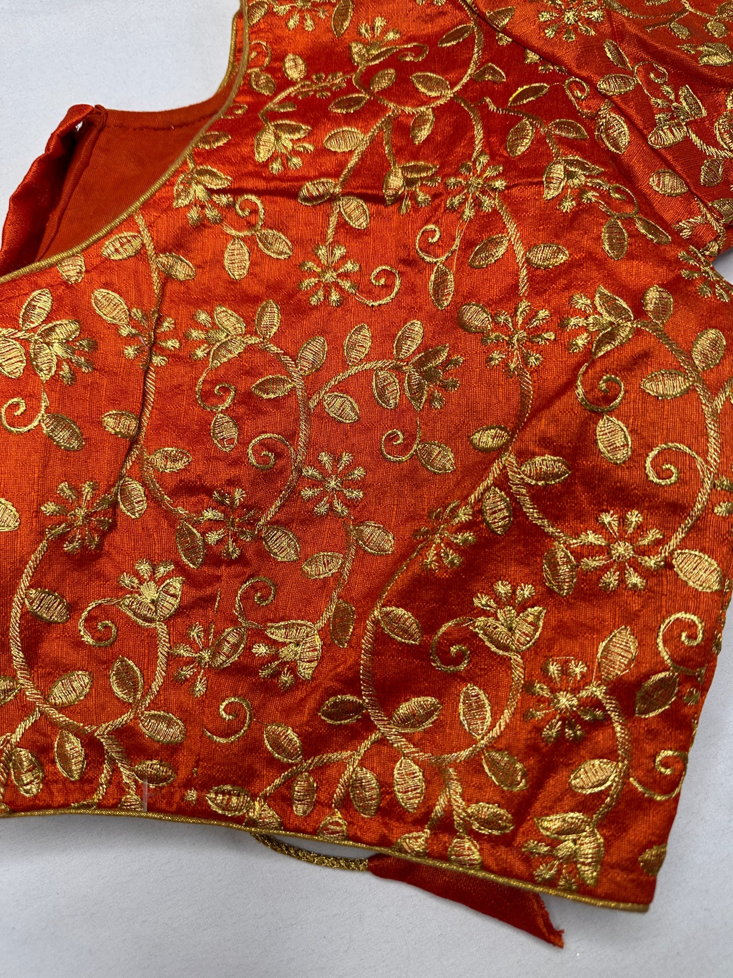 Orange Embroidery  Work Blouse