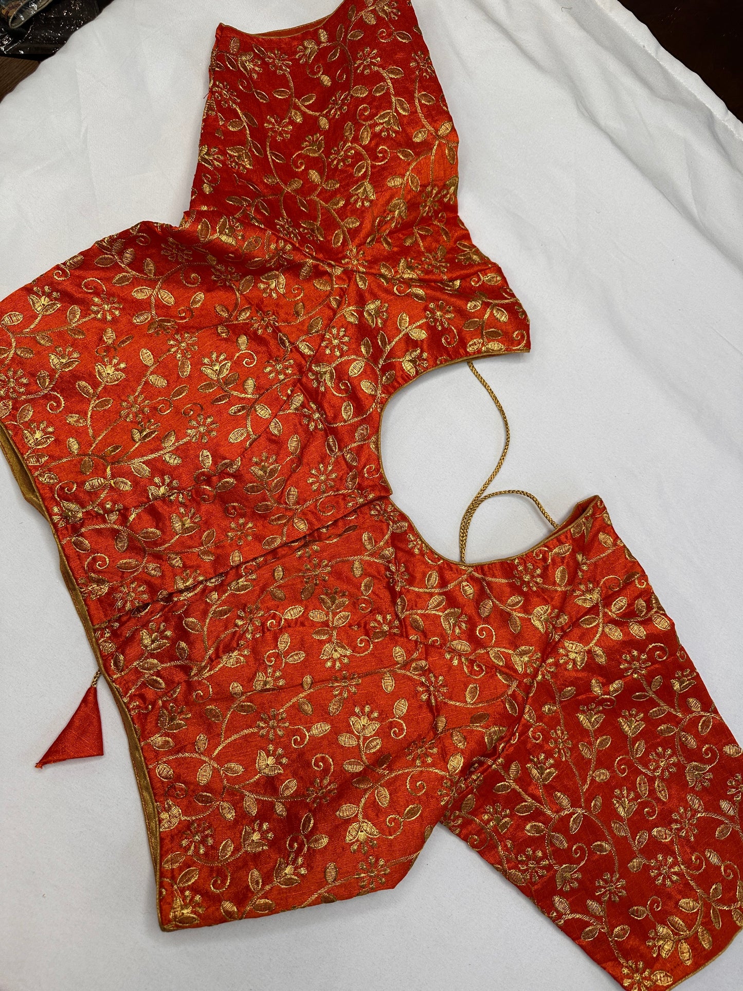 Orange Embroidery  Work Blouse
