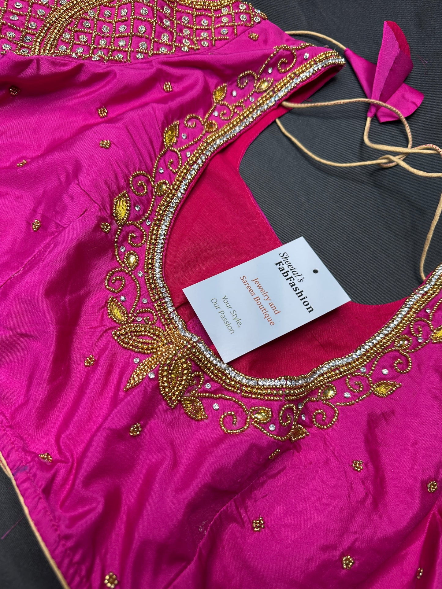 Pink Maggam Aari Work Blouse