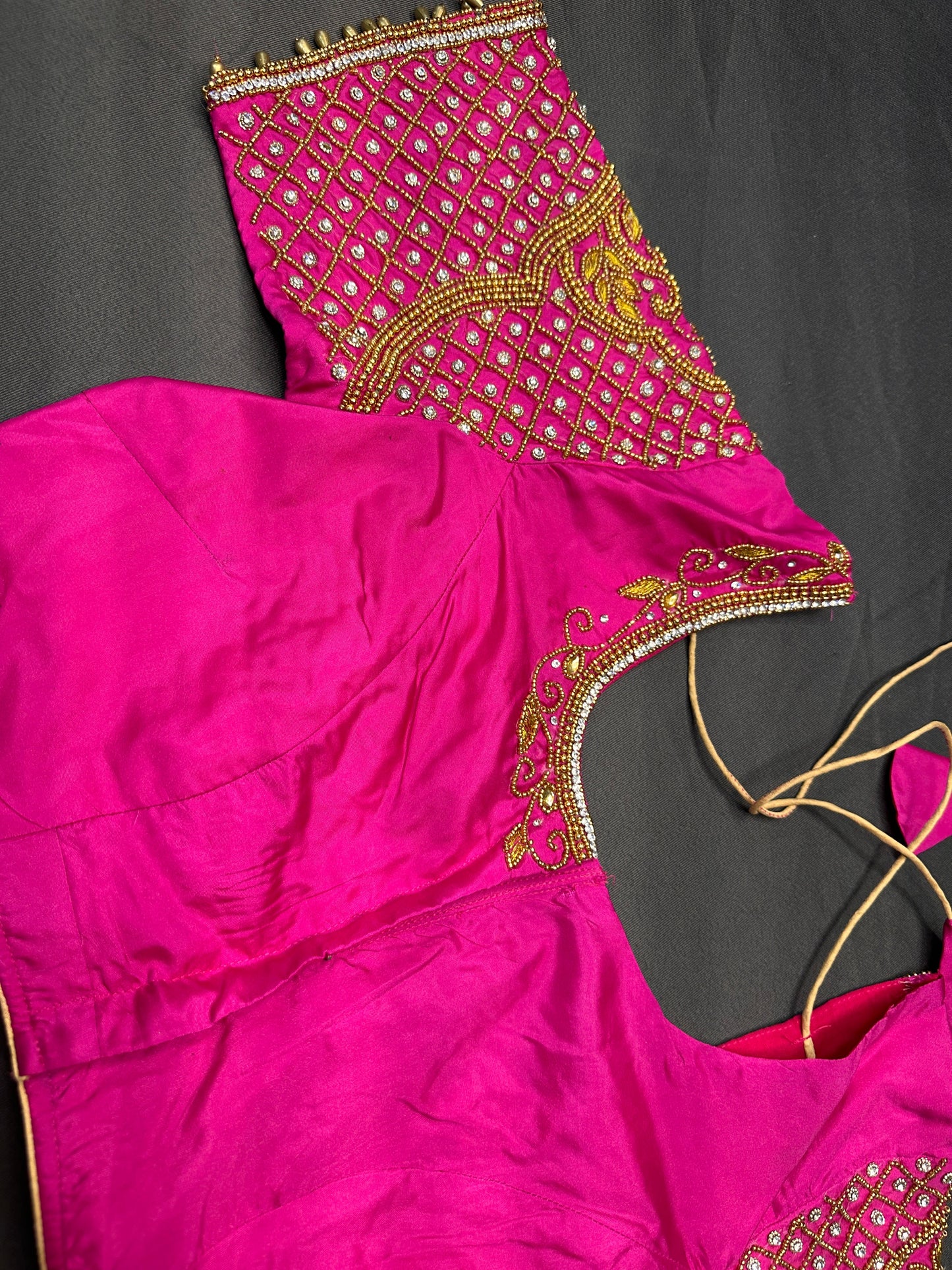 Pink Maggam Aari Work Blouse