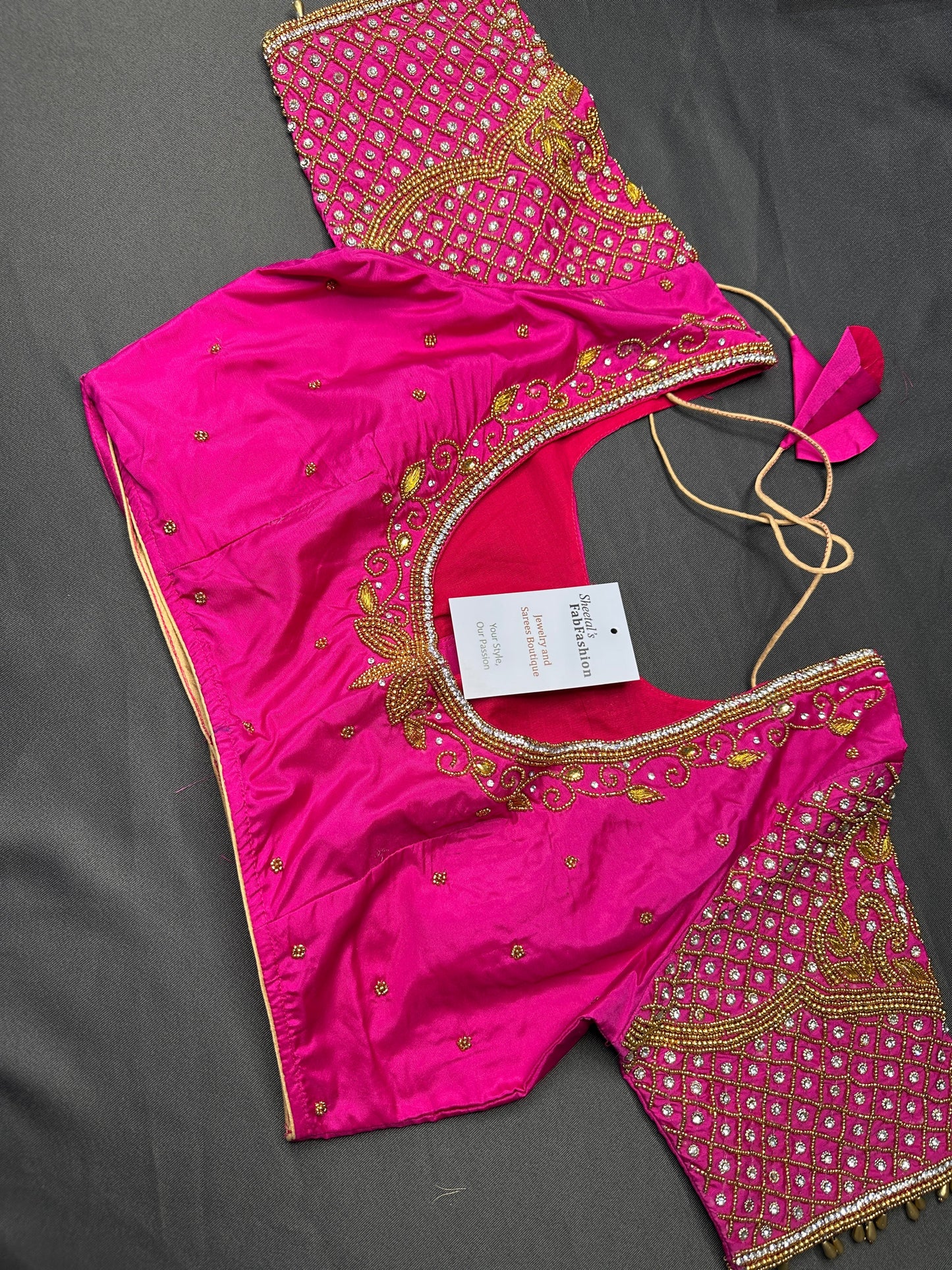 Pink Maggam Aari Work Blouse