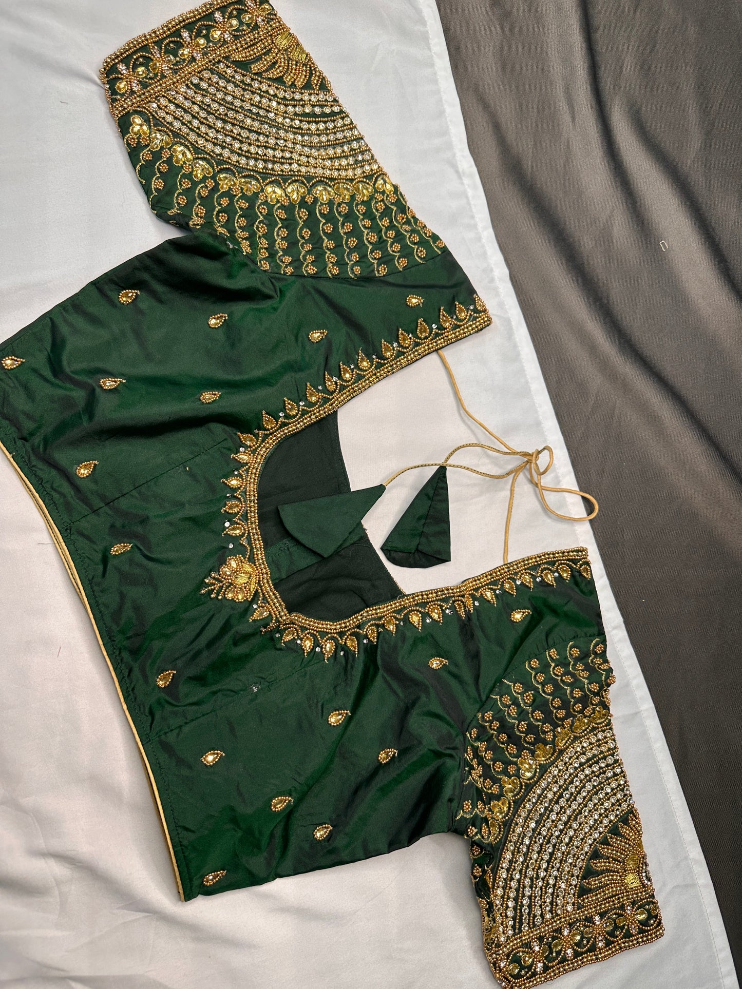 Green Maggam Aari Work Blouse