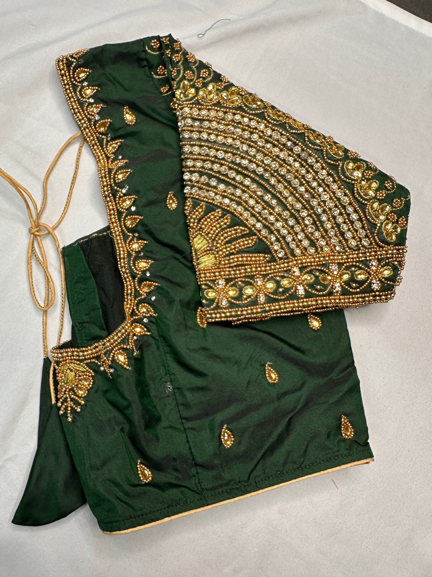 Green Maggam Aari Work Blouse