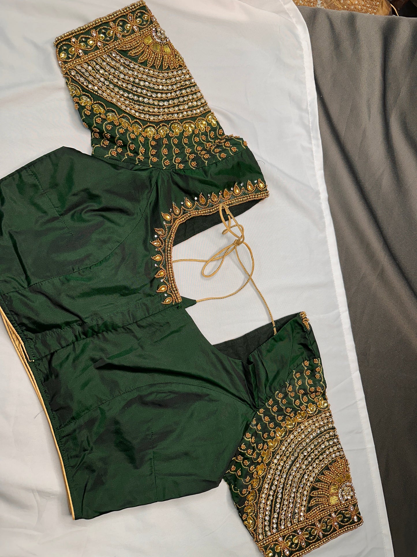 Green Maggam Aari Work Blouse
