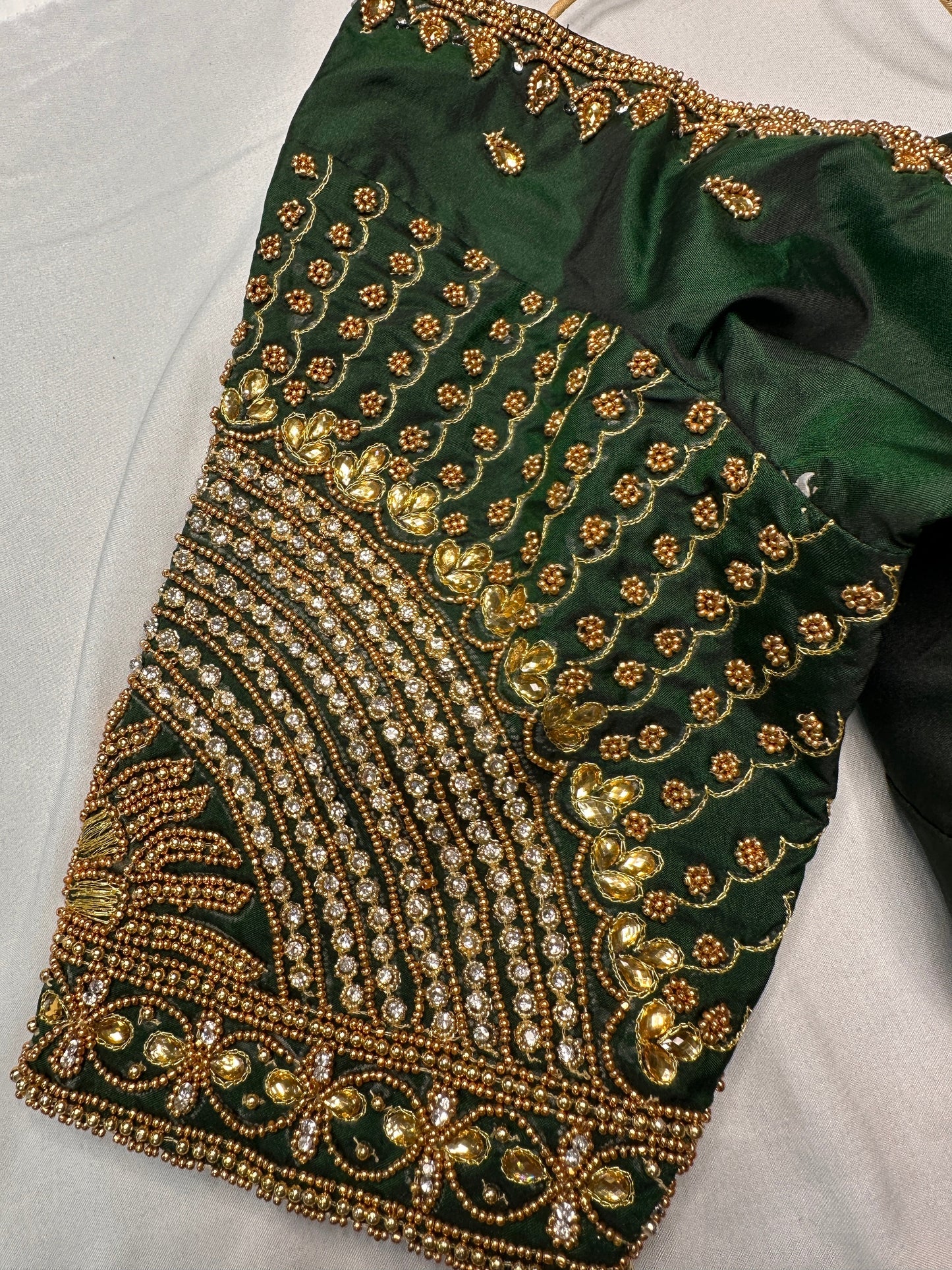 Green Maggam Aari Work Blouse