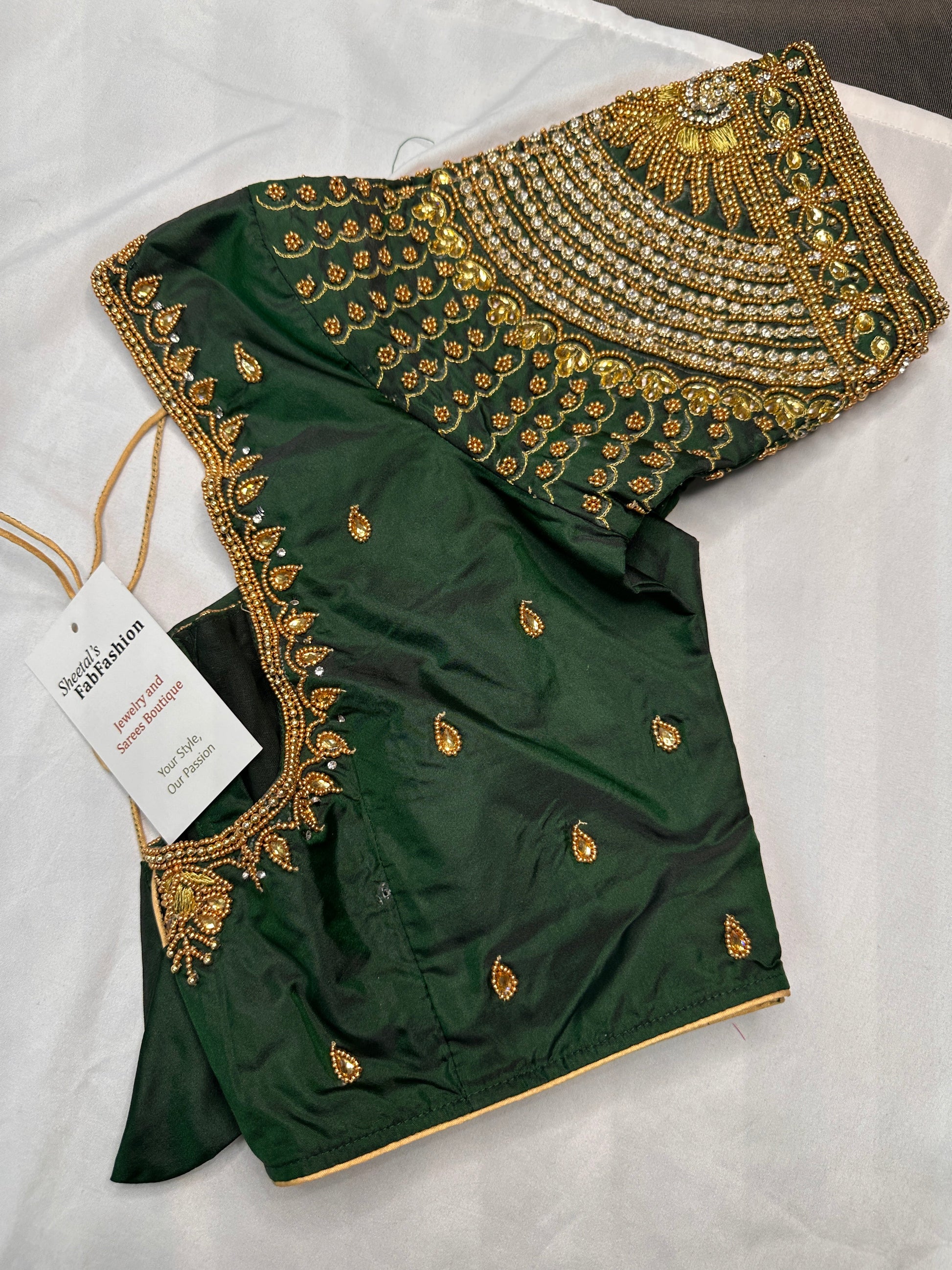 Green Maggam Aari Work Blouse