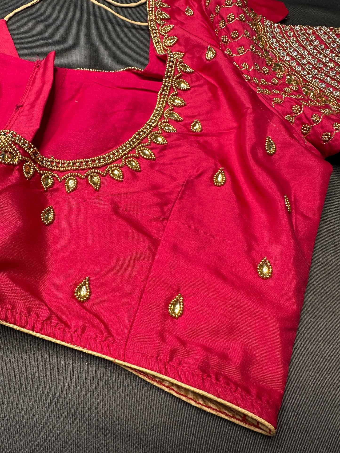 Pink Maggam Aari Work Blouse