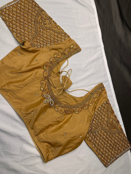 Brownish Gold Maggam Blouse