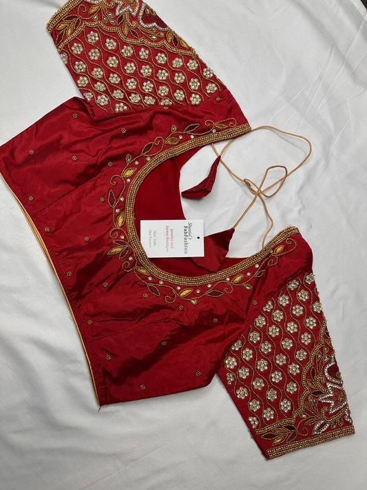 Red Maggam Aari Blouse