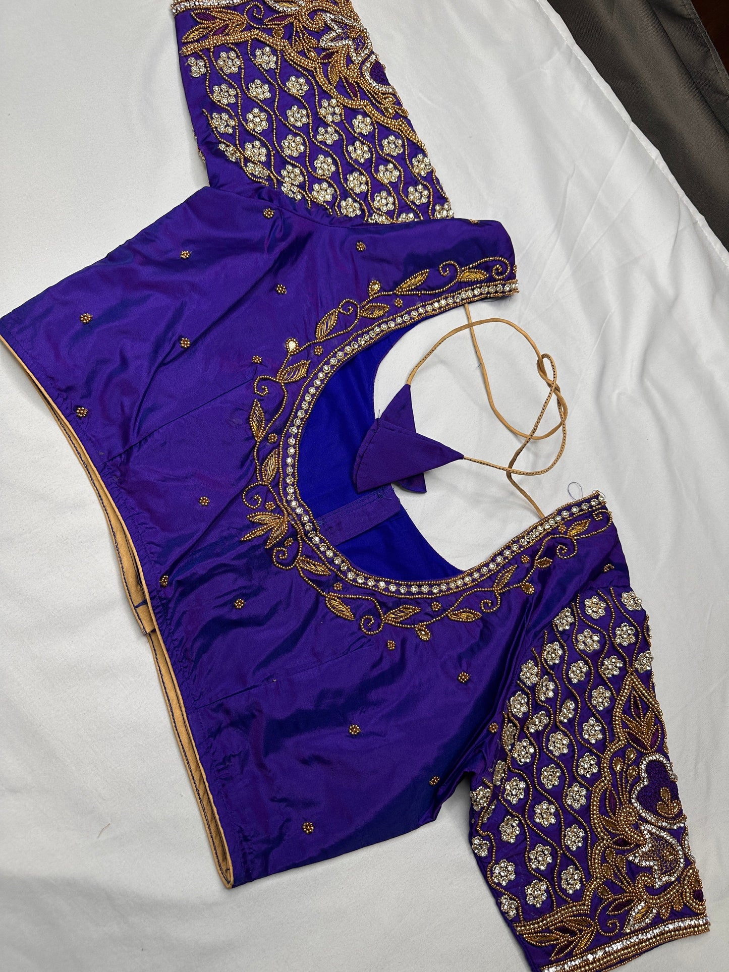 Bluish Purple Maggam Aari Blouse