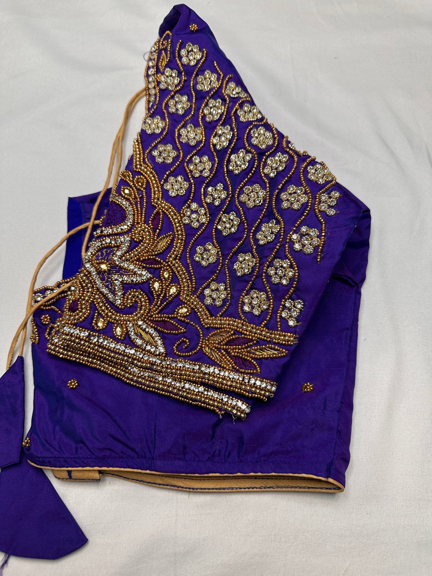 Bluish Purple Maggam Aari Blouse