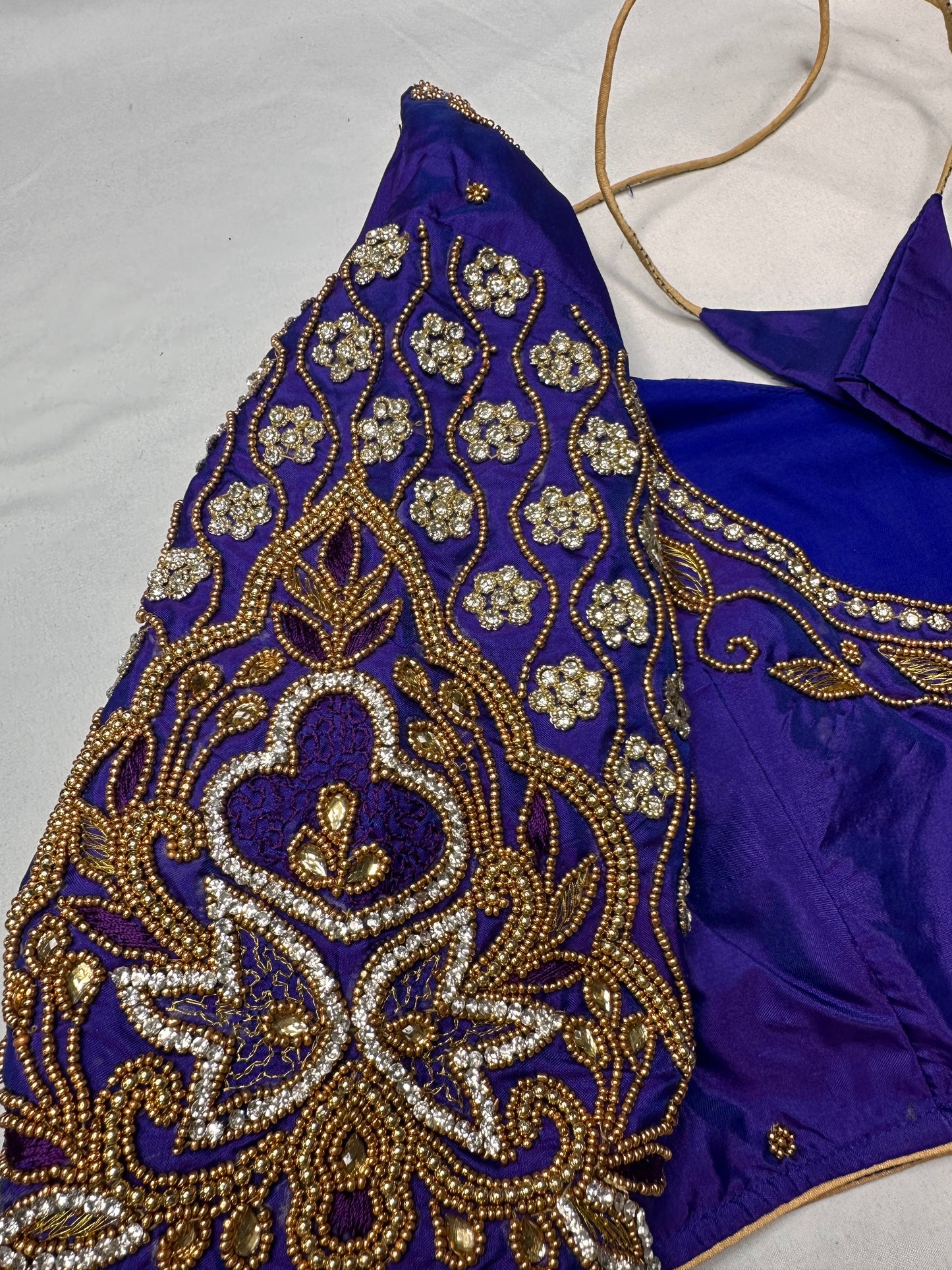 Bluish Purple Maggam Aari Blouse