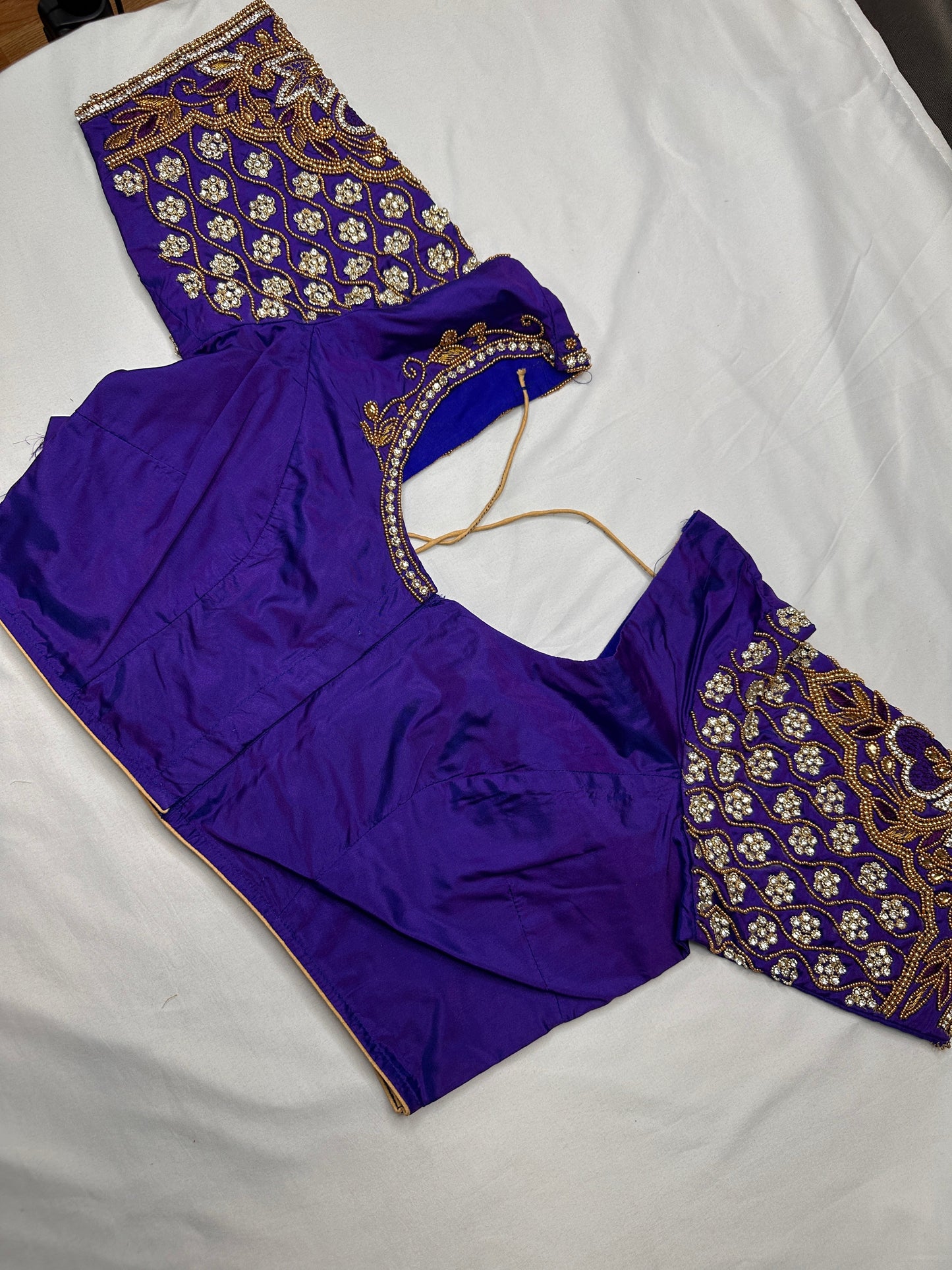 Bluish Purple Maggam Aari Blouse