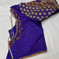 Bluish Purple Maggam Aari Blouse