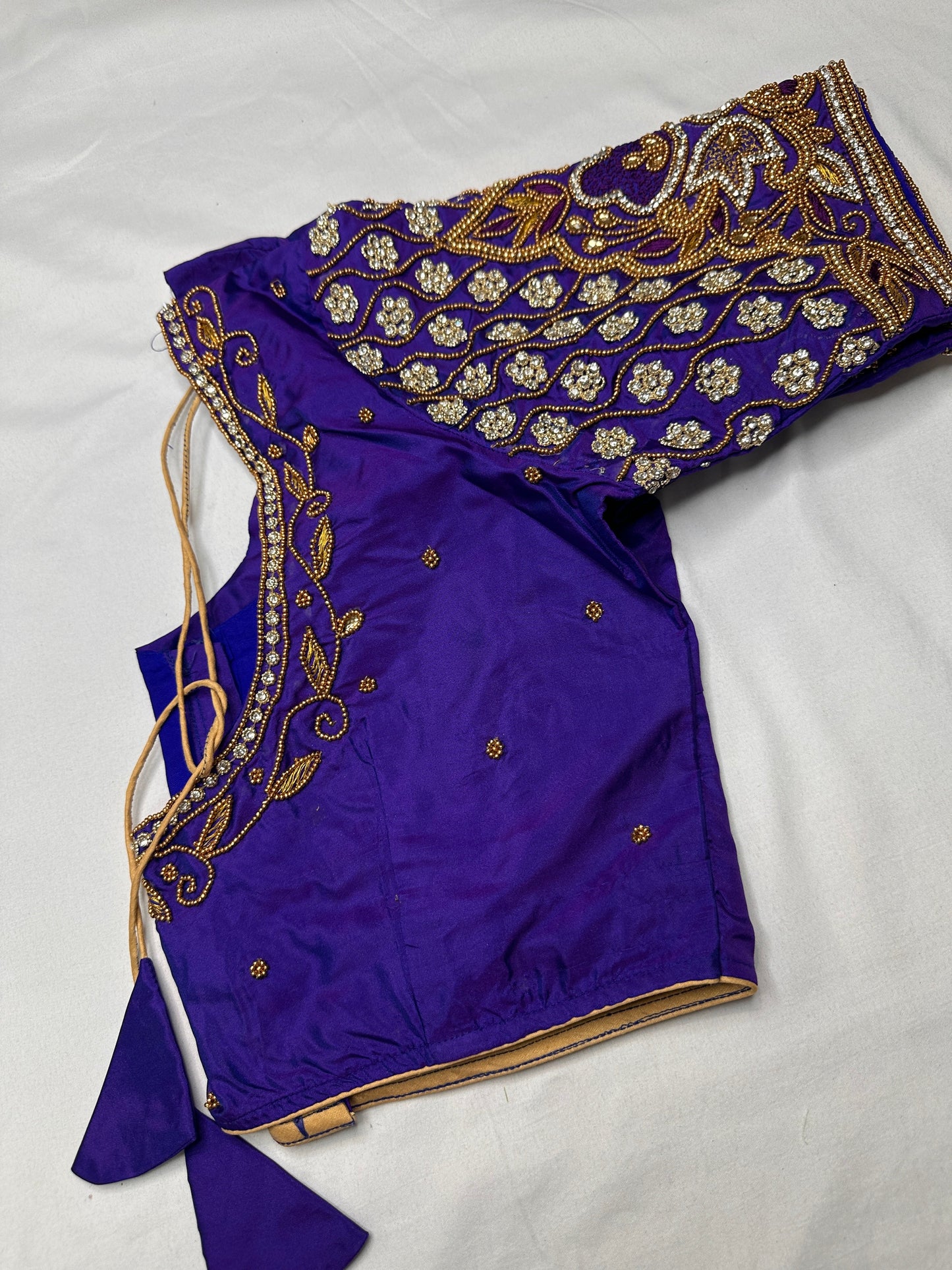 Bluish Purple Maggam Aari Blouse