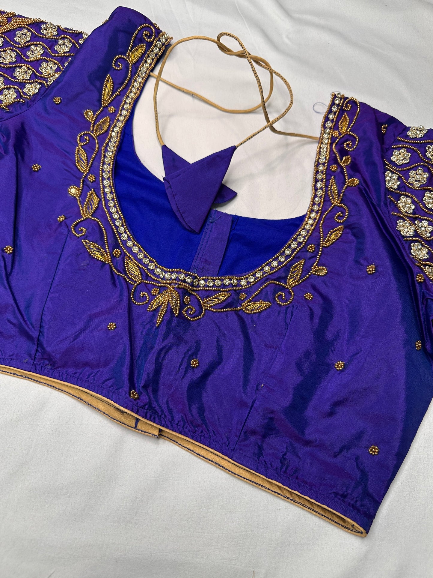 Bluish Purple Maggam Aari Blouse