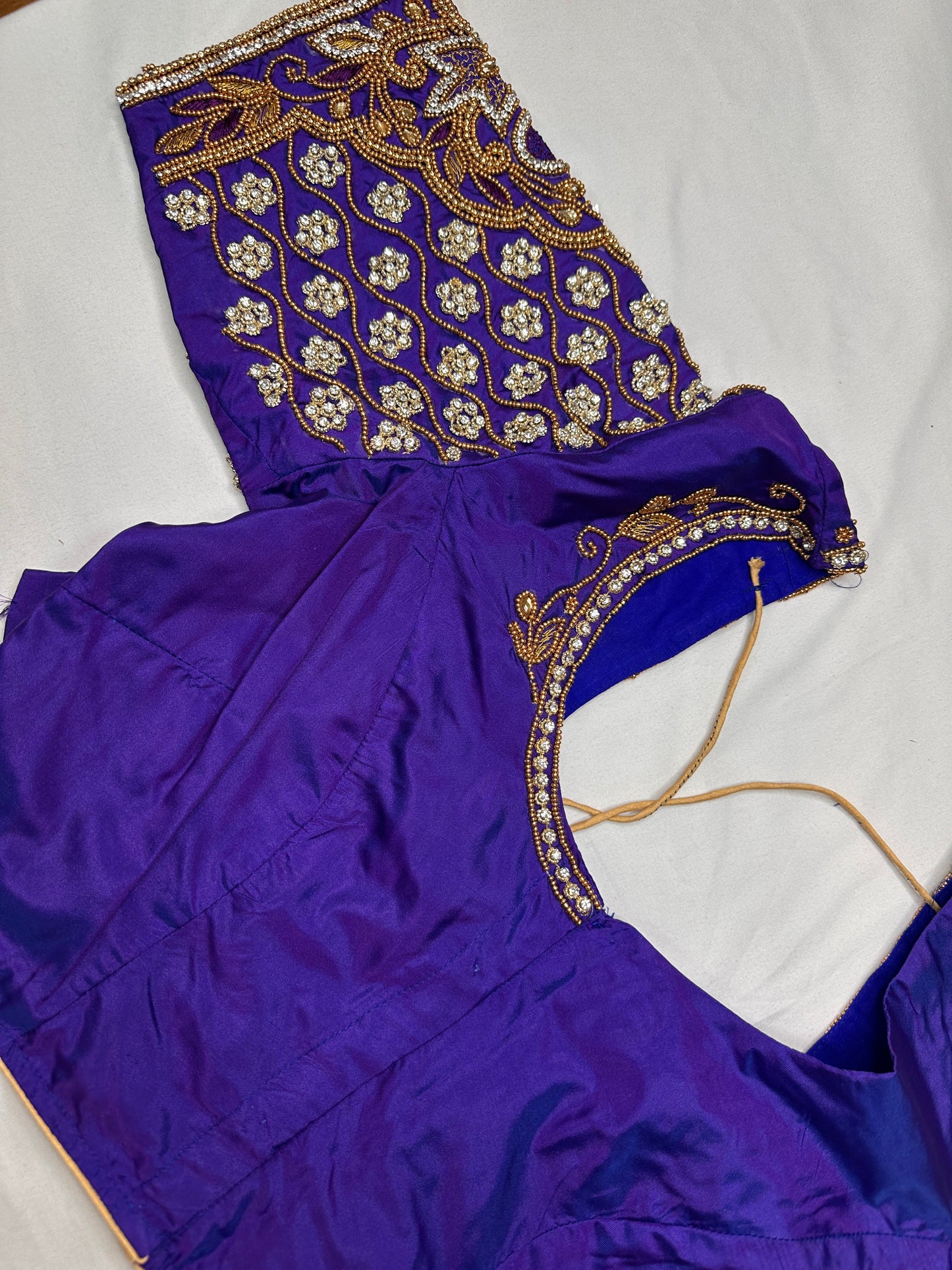 Bluish Purple Maggam Aari Blouse
