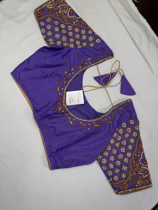Lavender Purple Maggam Aari Blouse
