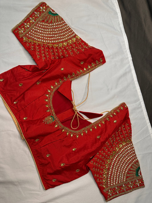 Red Maggam Blouse