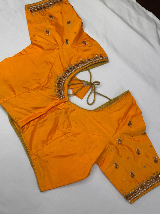 Yellow Maggam Aari Work Blouse