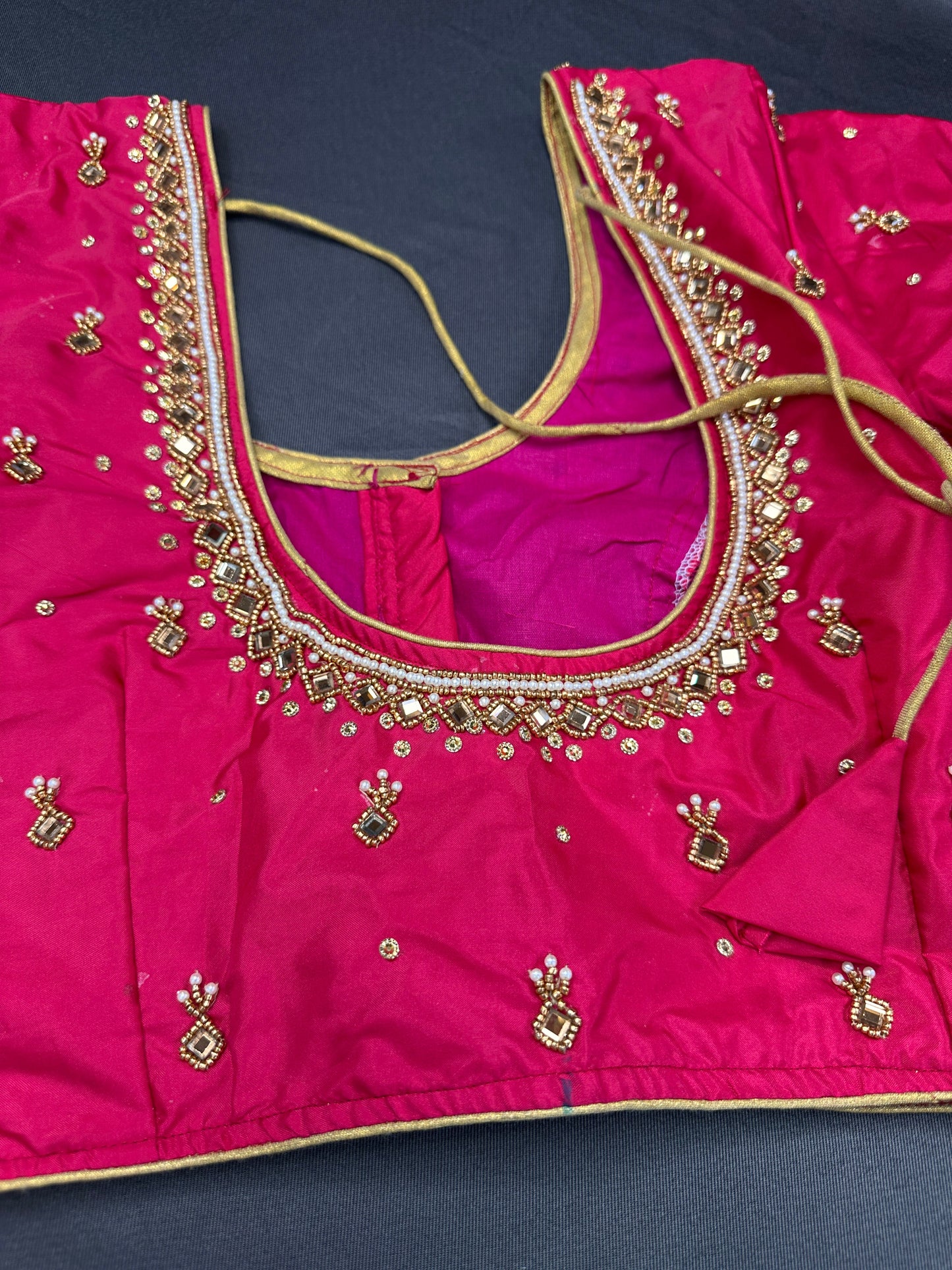 Pink Maggam Aari Work Blouse