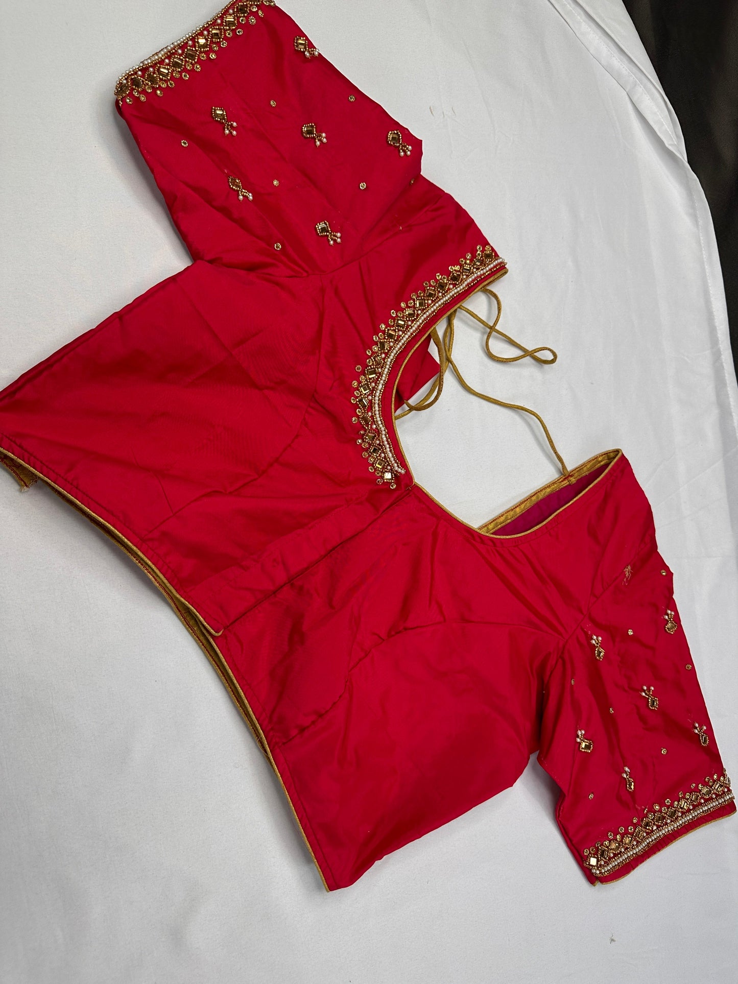 Pink Maggam Aari Work Blouse