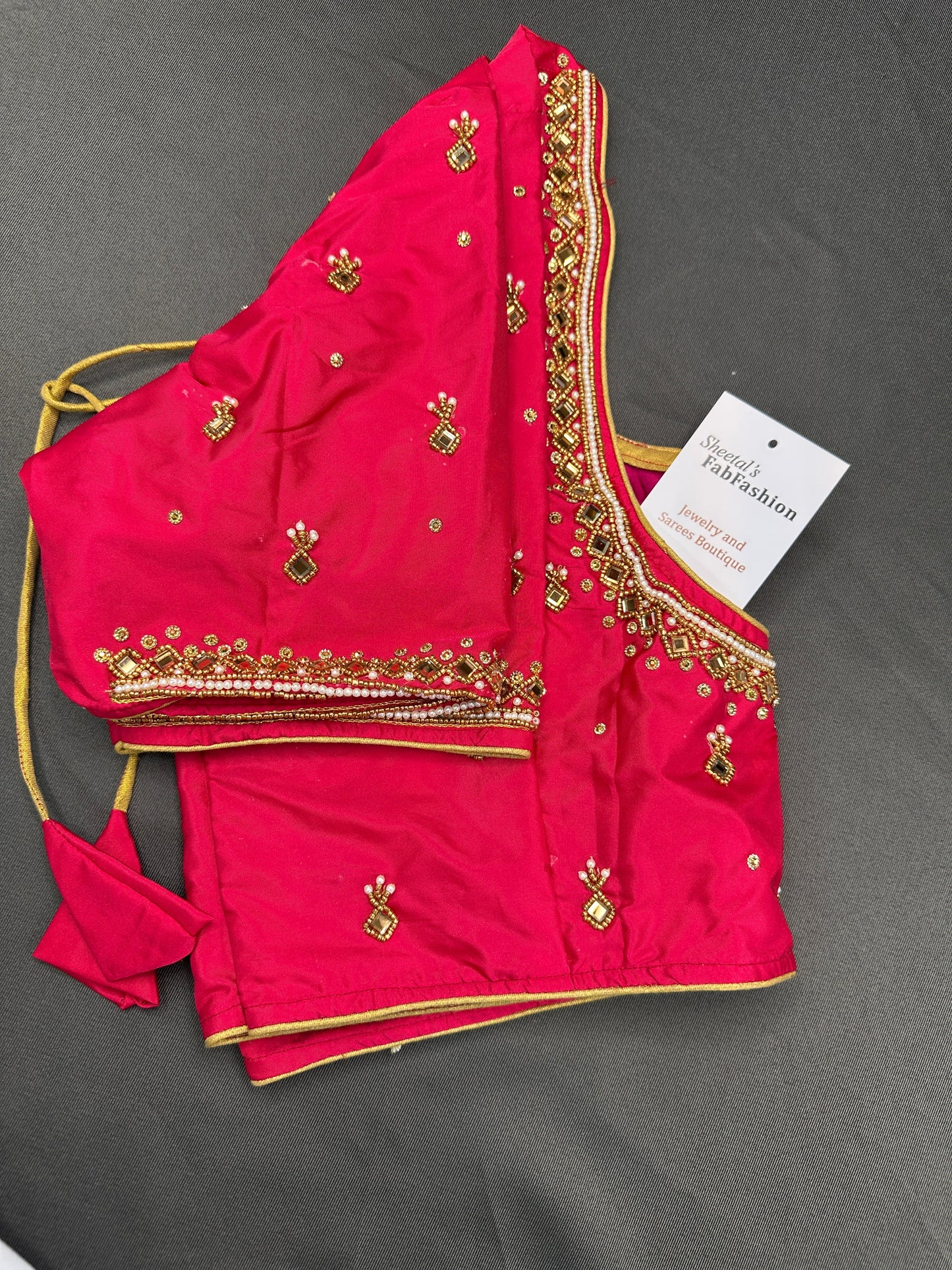 Pink Maggam Aari Work Blouse