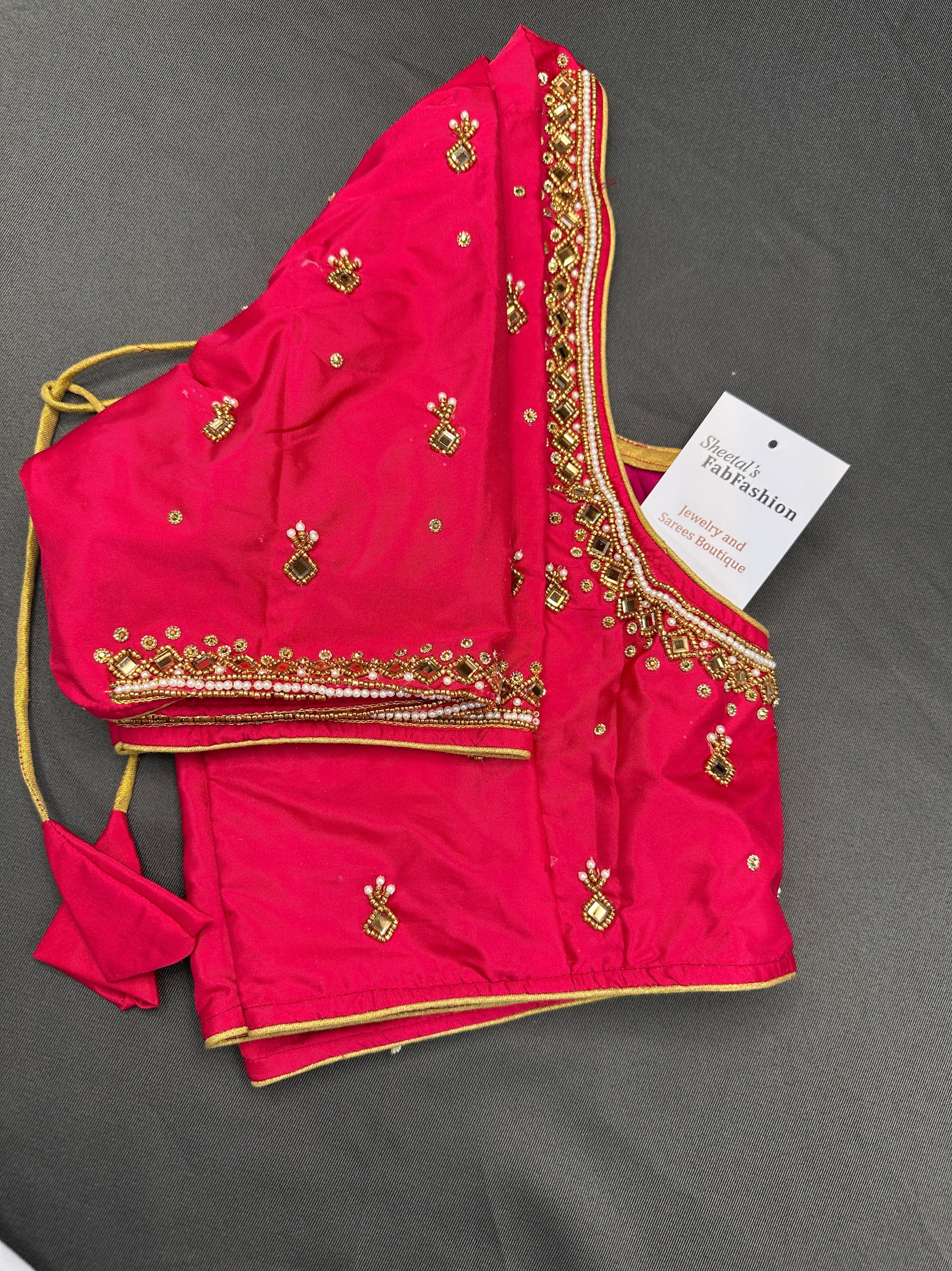 Pink Maggam Aari Work Blouse