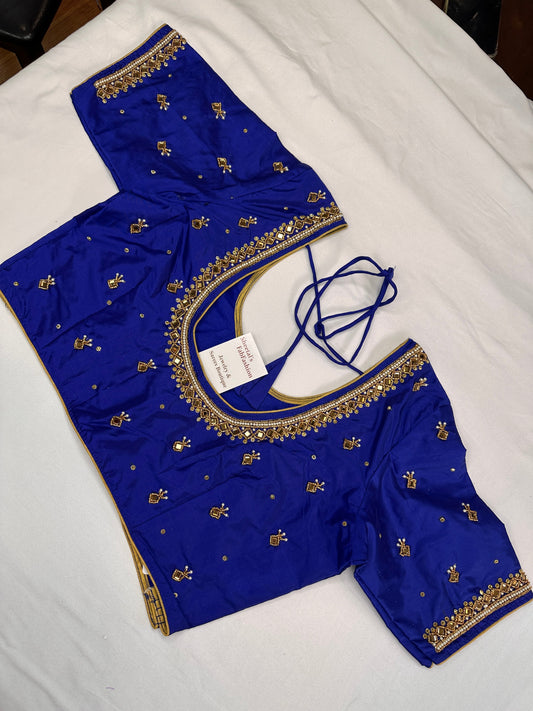 Blue Maggam Aari Work Blouse
