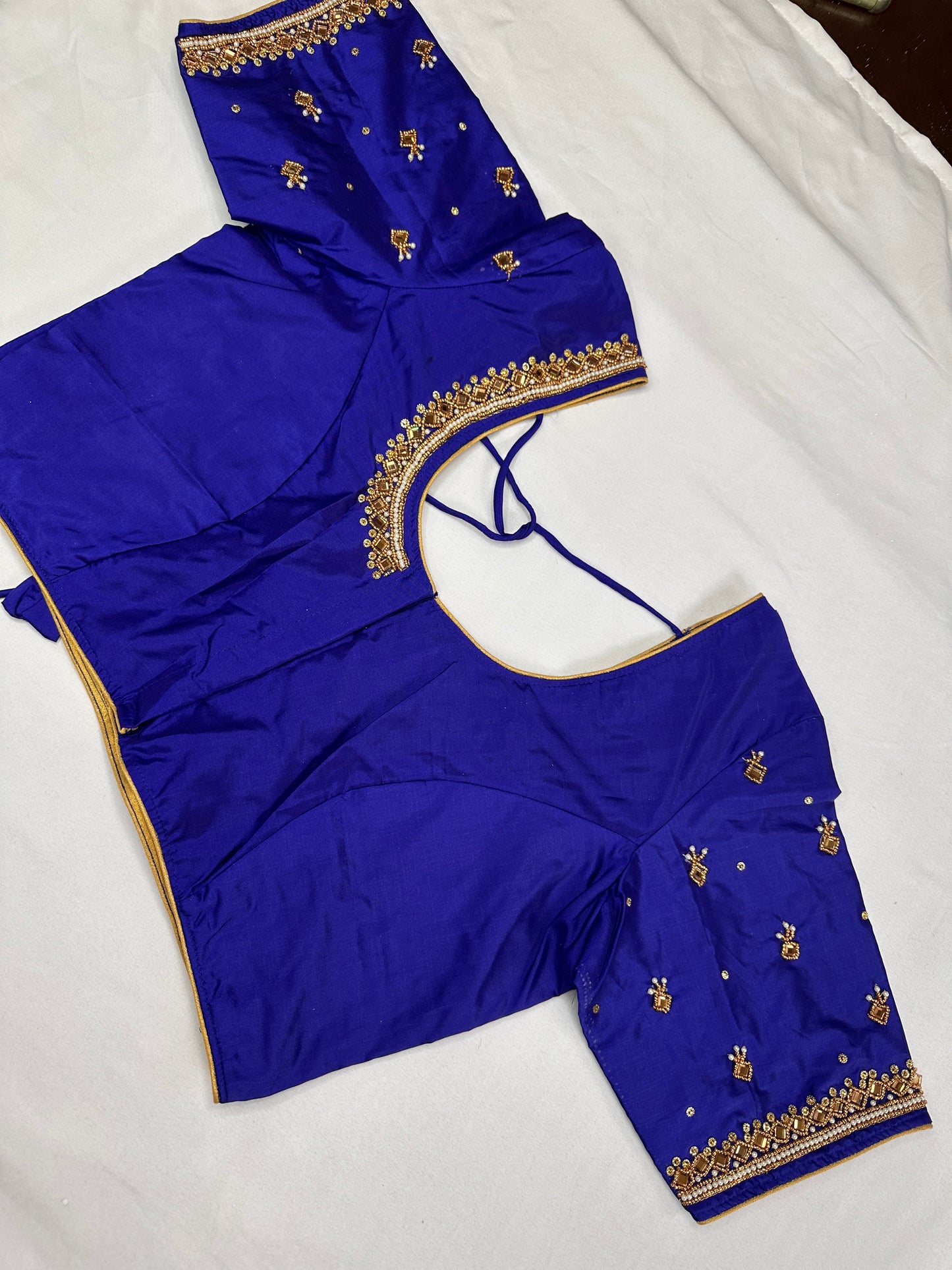 Blue Maggam Aari Work Blouse