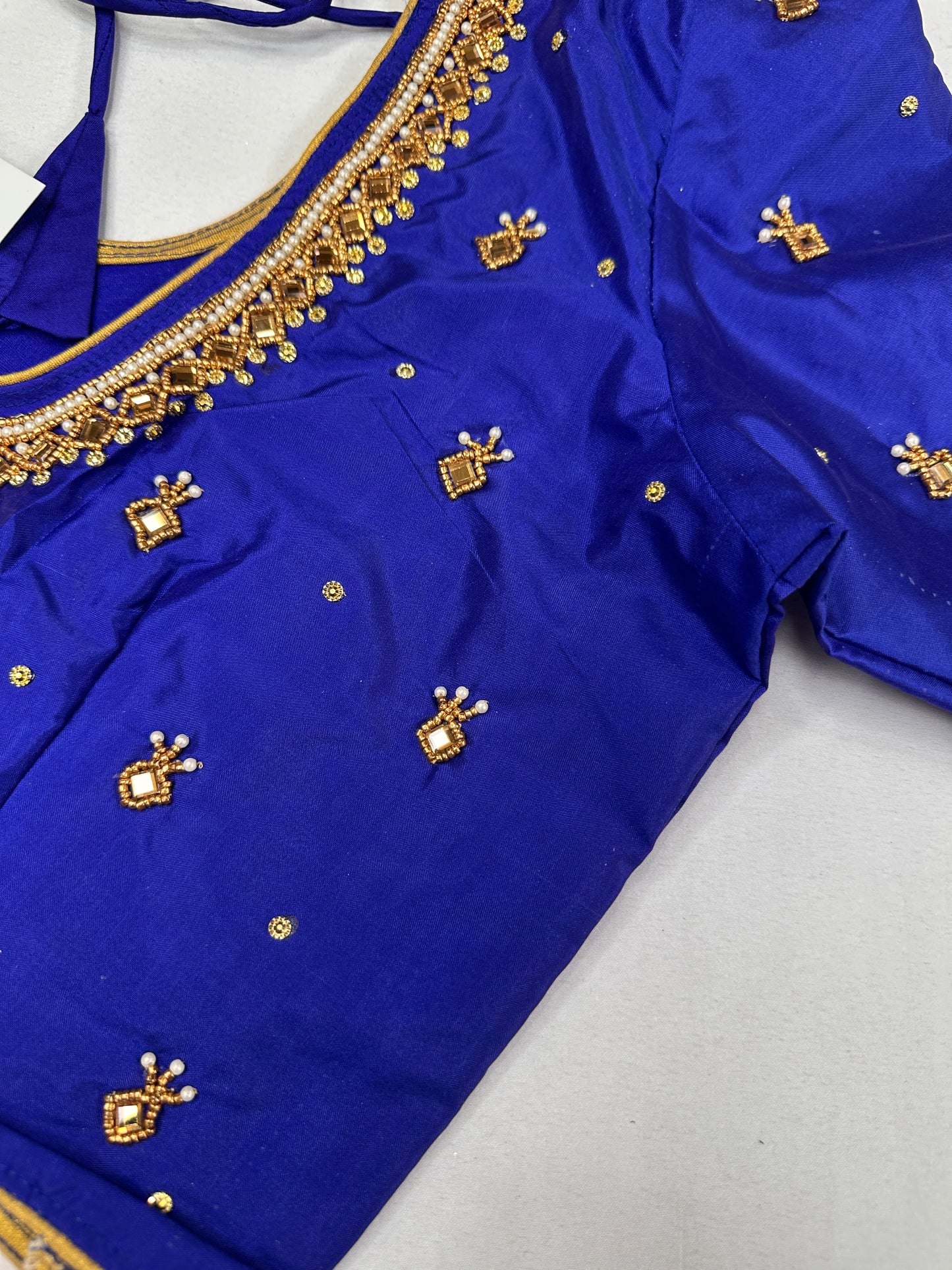 Blue Maggam Aari Work Blouse