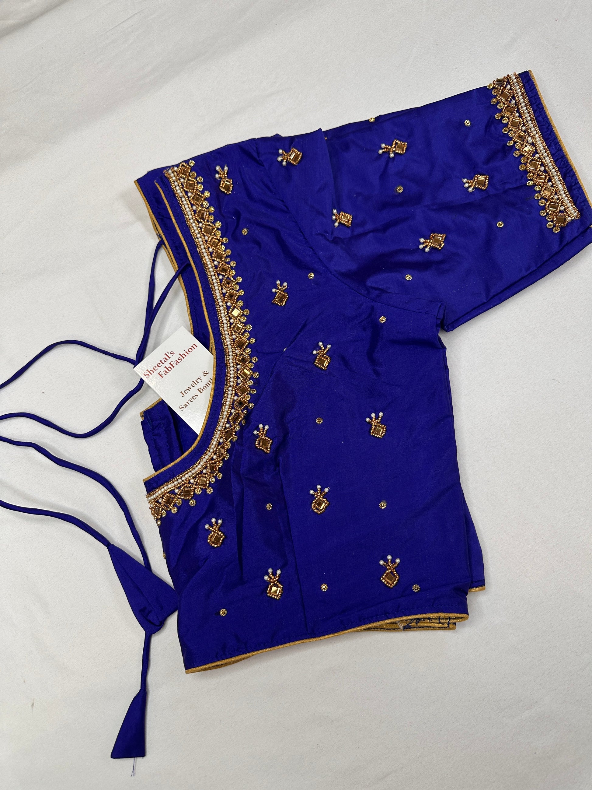 Blue Maggam Aari Work Blouse