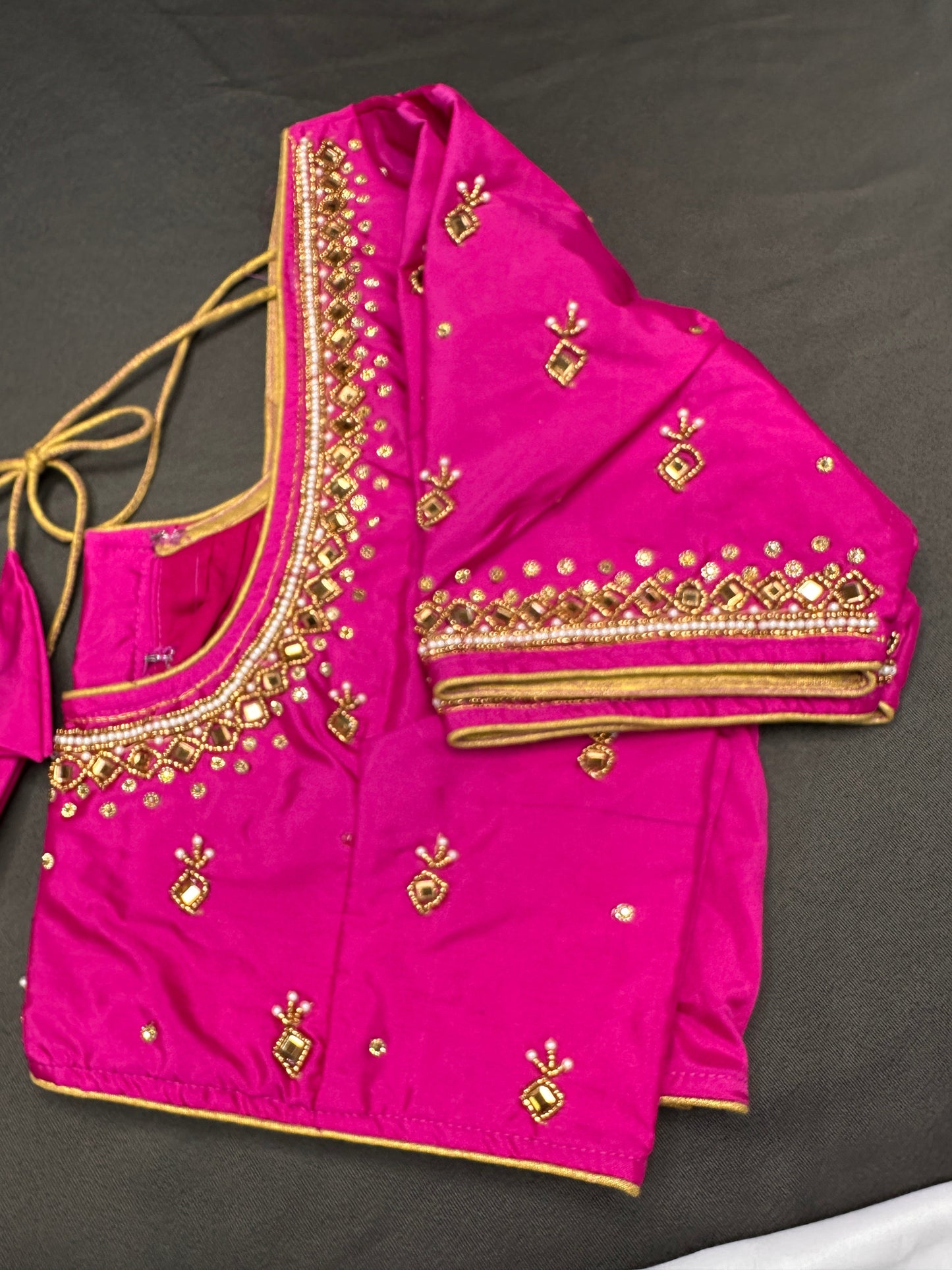 Blue Maggam Aari Work Blouse