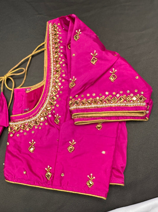 Blue Maggam Aari Work Blouse