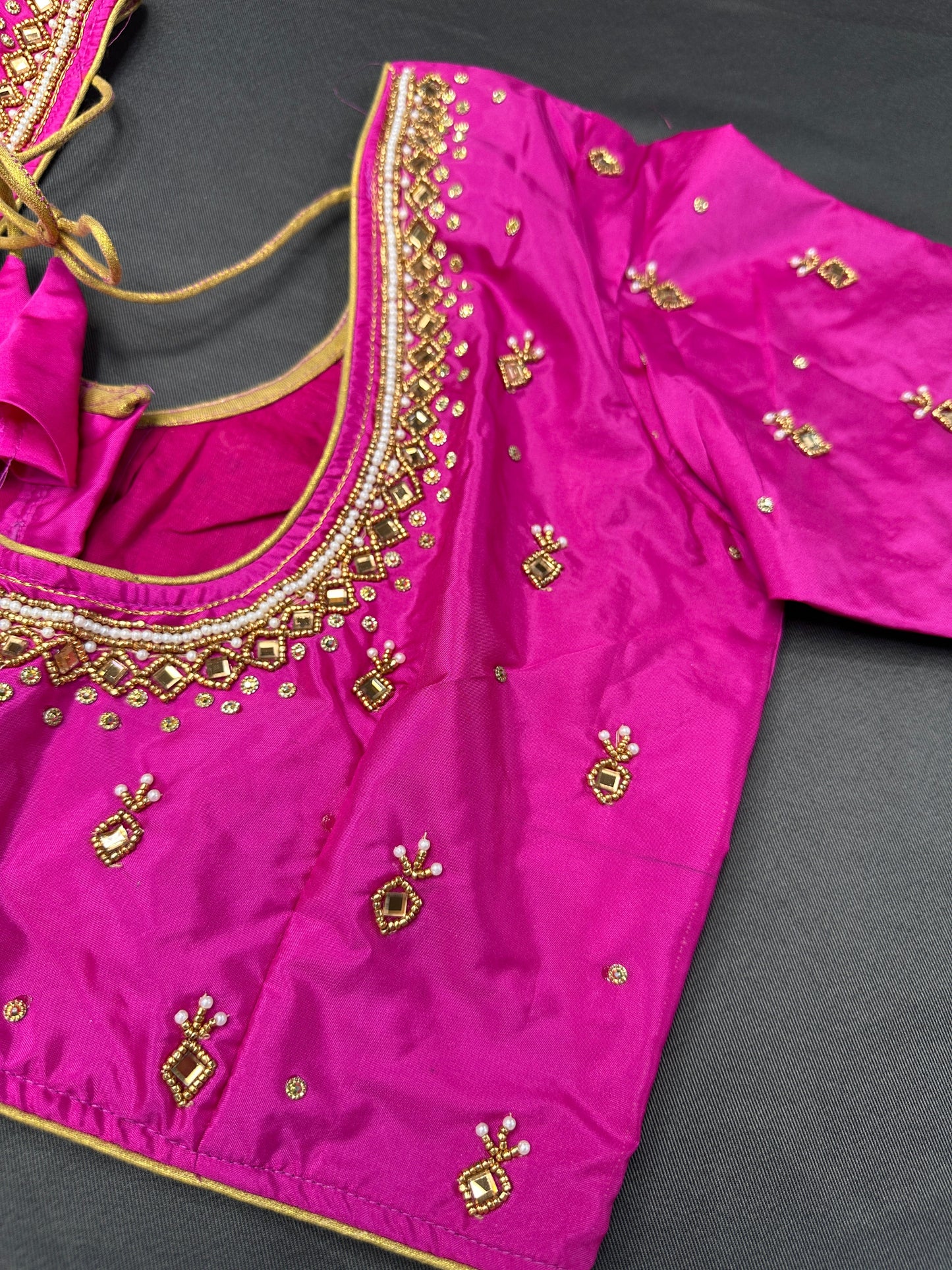 Blue Maggam Aari Work Blouse