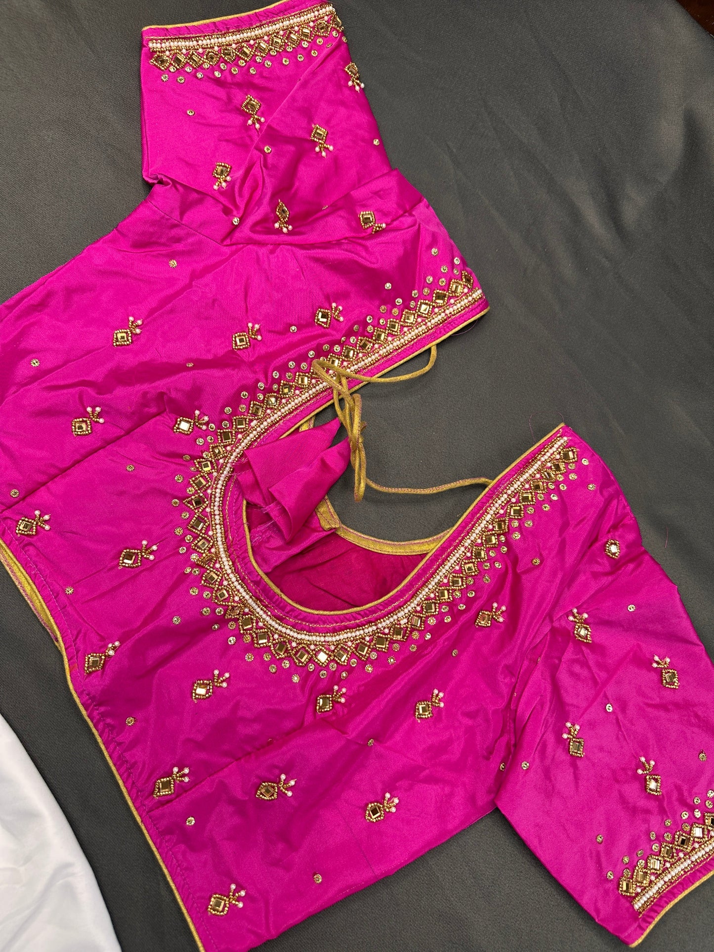 Blue Maggam Aari Work Blouse