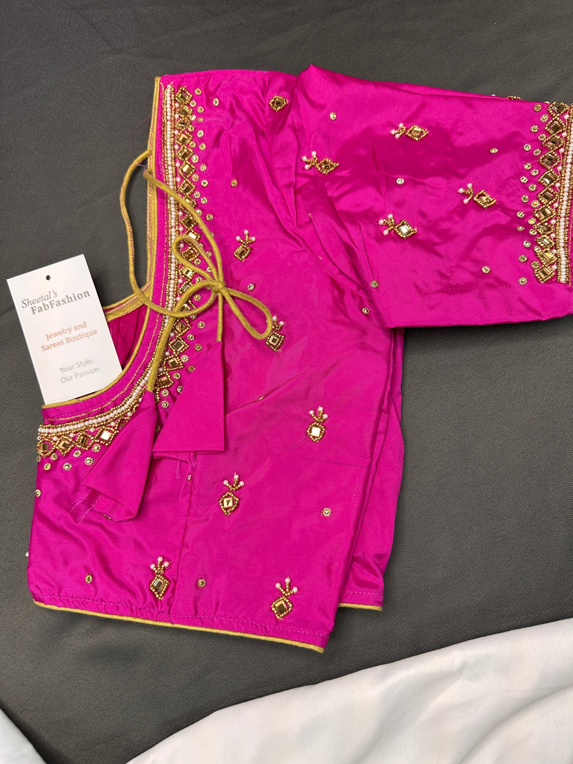 Blue Maggam Aari Work Blouse