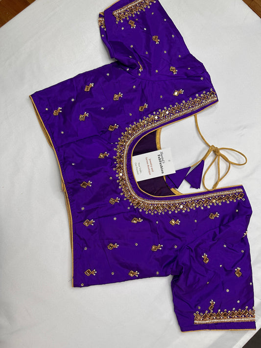 Brinjal Purple Maggam Aari Work Blouse