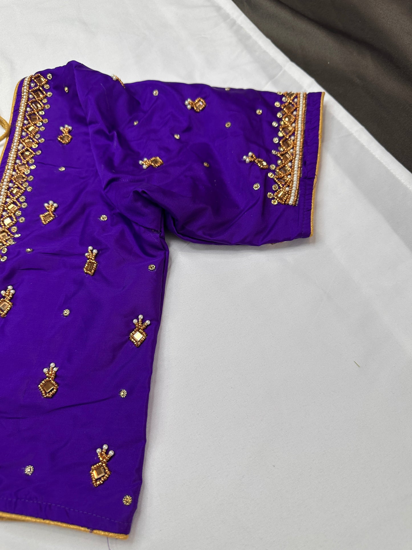 Brinjal Purple Maggam Aari Work Blouse