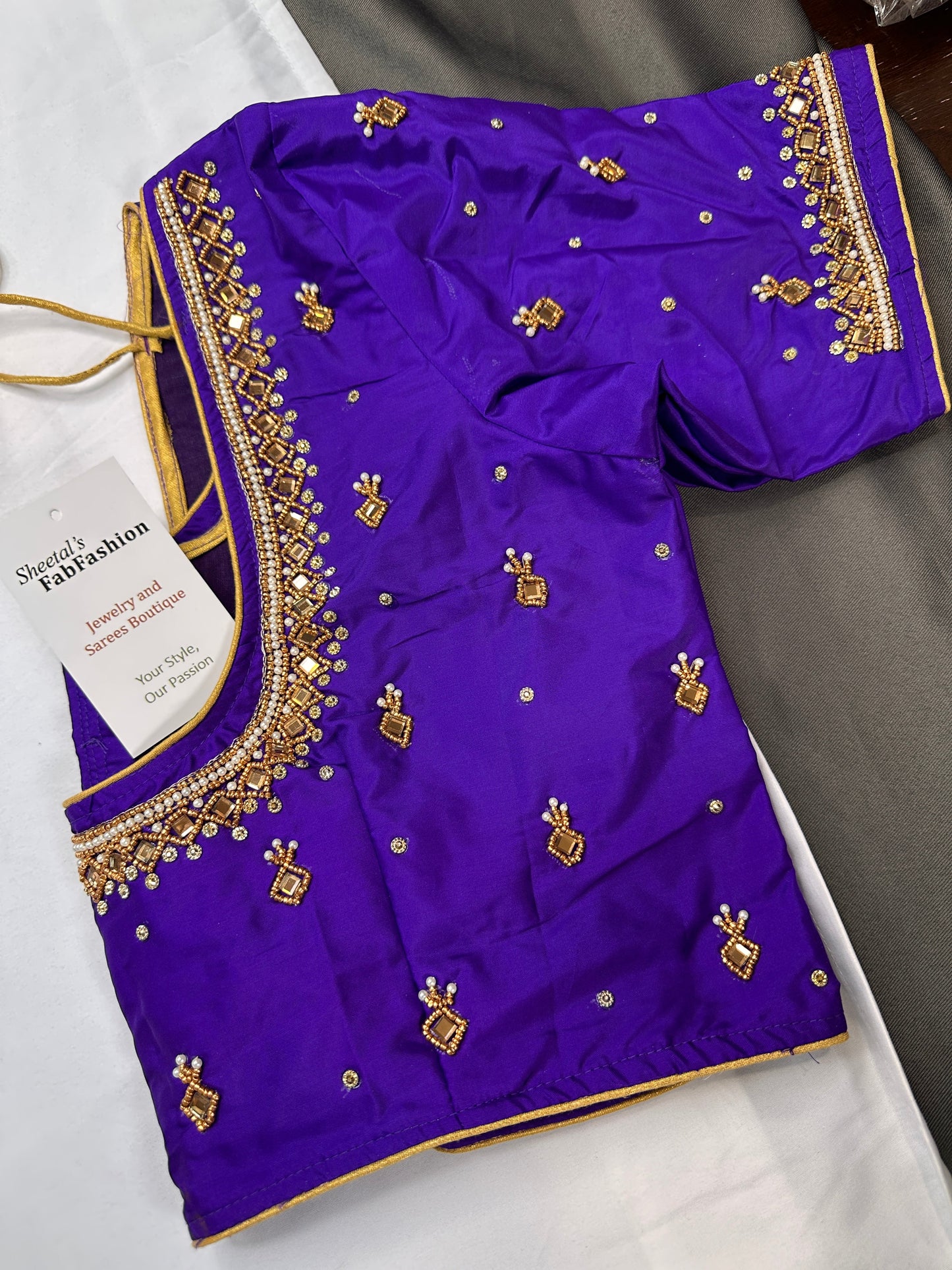 Brinjal Purple Maggam Aari Work Blouse