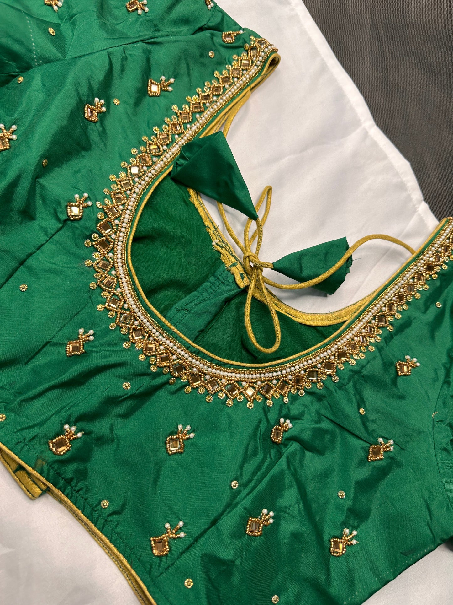 Green Maggam Aari Work Blouse