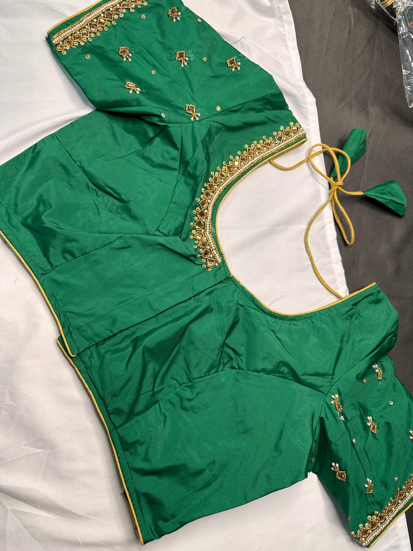Green Maggam Aari Work Blouse